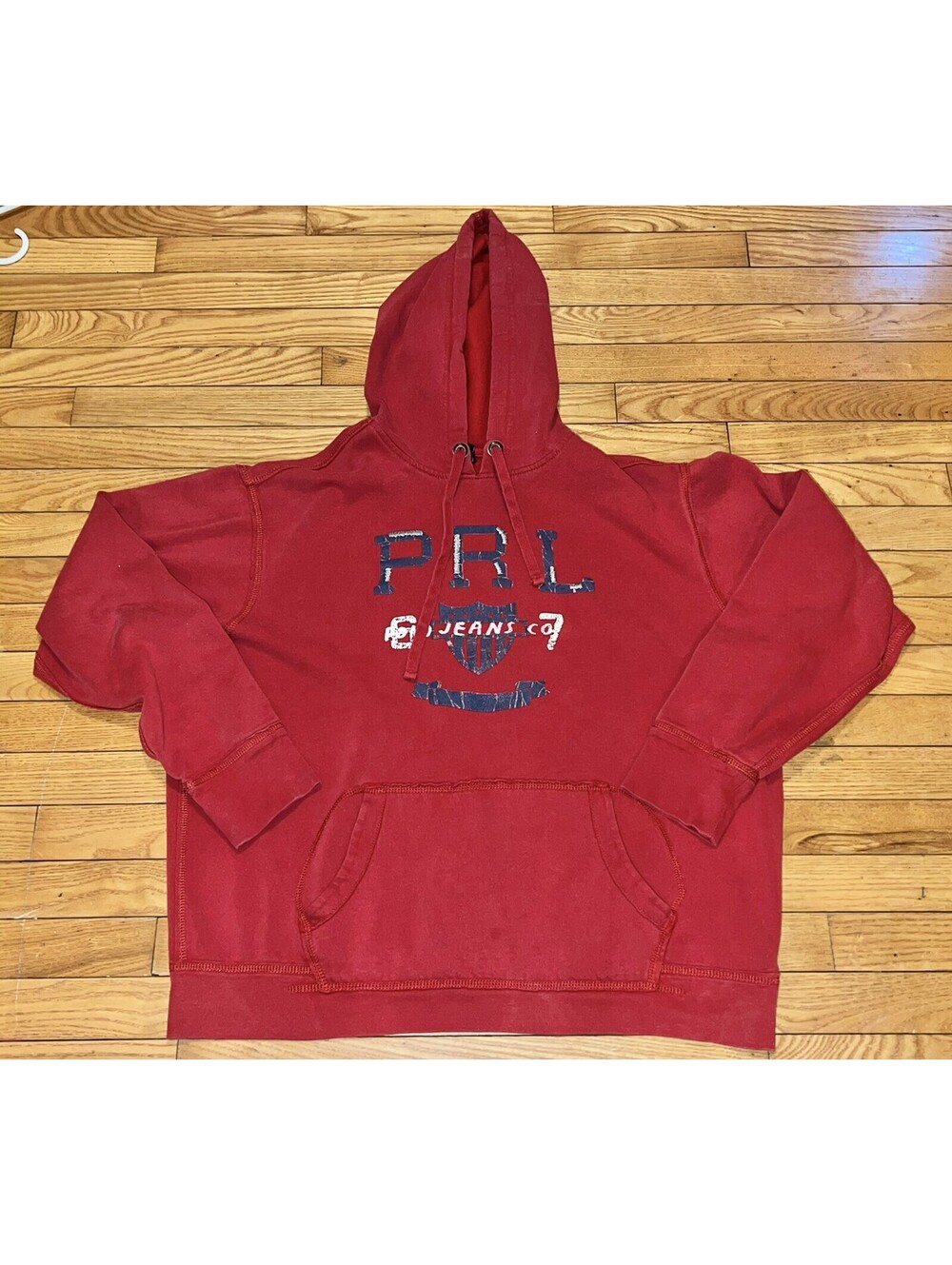 Ralph Lauren Polo Jeans PRL 67 Hoodie Sweatshirt Size L Vintage 90’s Spellout
